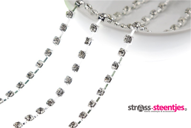Strassketting 4 mm Crystal Silver Cup 