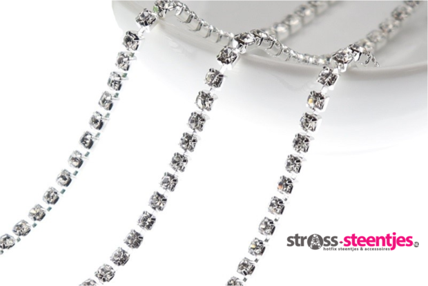 Strassketting 3 mm Crystal Silver Cup 