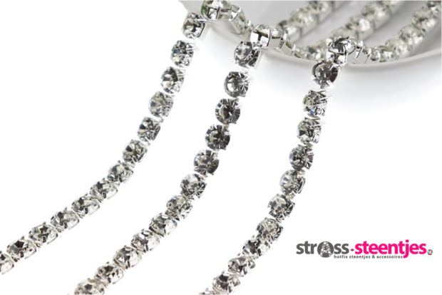 Strassketting 6.5 mm Crystal Silver Cup 