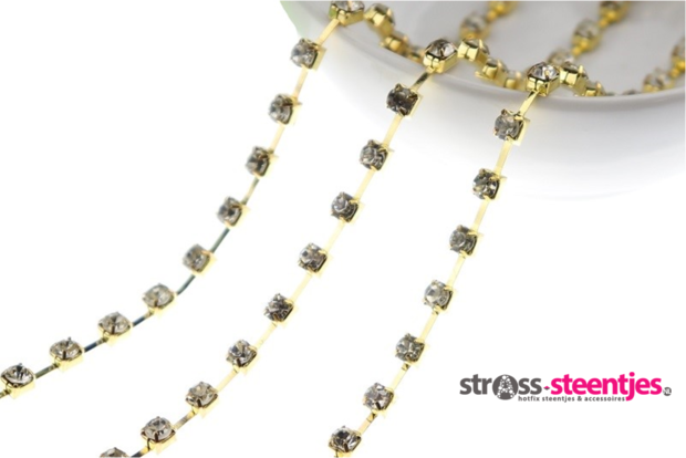 Strassketting 2.8 mm Crystal Gold Cup 