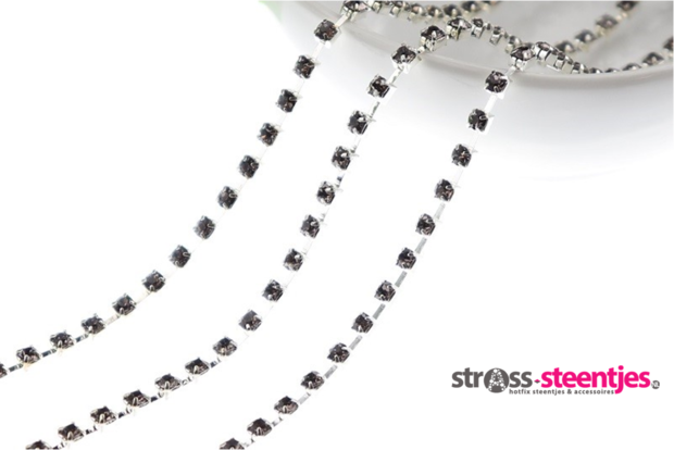 Strassketting 2.8 mm Black - Silver Cup 