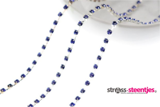 Strassketting 2.8 mm Blue Silver Cup 