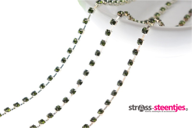 Strassketting 2.8 mm Green Silver Cup 