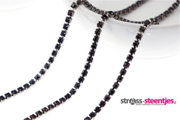 Strassketting 2.8 mm Amethyst Black Cup 