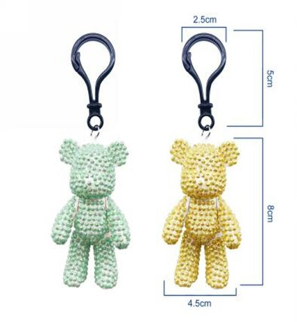 Diamond Painting Sleutelhangers 3D - Beren groen en geel (Set 2 stuks)