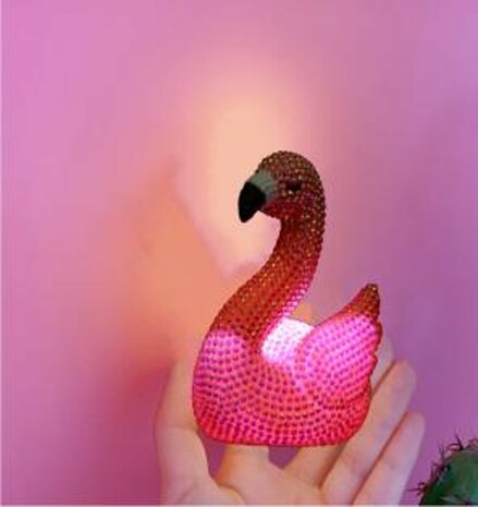 Diamond Painting  - 3D Lampje Roze Flamingo