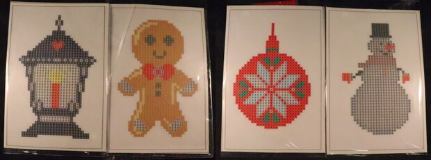 Diamond Painting Stickers - Set Grote Kerstfiguurtjes (o.a. lantaarn) - 4 stuks 