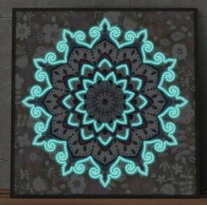 Diamond Painting pakket - Mandala met witte bloemetjes - Glow in the Dark in het donker 30x30 cm (Partial) in het donker