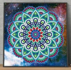 Diamond Painting pakket - Mandala met sterrenhemel - Glow in the Dark 30x30 cm (Partial)