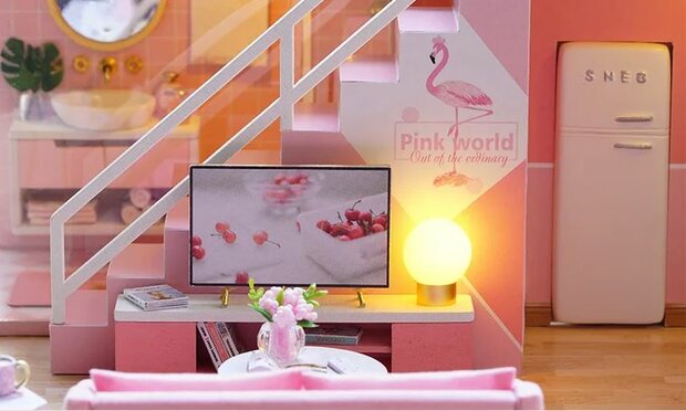 Mini Dollhouse - Appartement - Meeting Your Sweet zithoek met trap naar boven