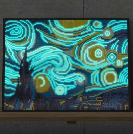 Diamond Painting pakket - Van Gogh de Sterrennacht  - Glow in the Dark 30x40 cm (Full) in het donker