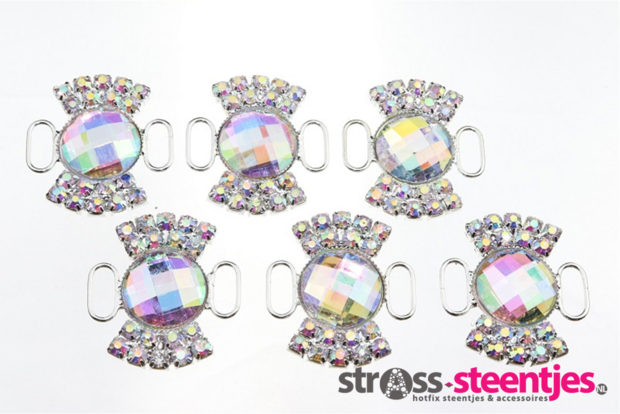 Non-hotfix kleine Bikini connector - Crystal AB (107) met logo