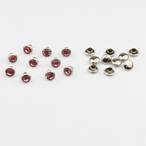 Studs met Strass (glas) - Silver cup 6 mm Light Rose SS18 (per 36 stuks)