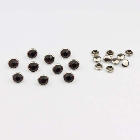 Studs met Strass (glas) - Silver cup 8 mm Smoked Topaz SS34 (per 36 stuks)