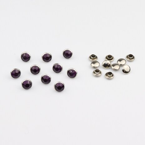 Studs met Strass (Acryl) - Amethyst 6 mm (SS18)