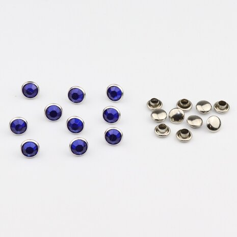 Studs met Strass (Acryl) - Cobalt 7 mm (SS29)