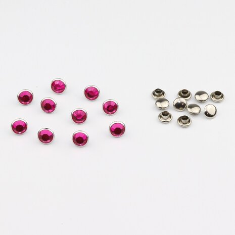 Studs met Strass (Acryl) - Fuchsia 7 mm (SS29)