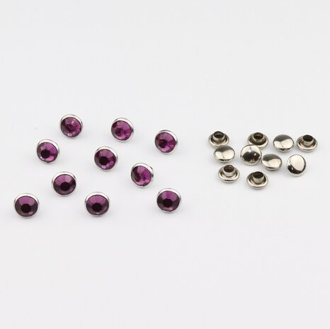 Studs met Strass (Acryl) - Light Amethyst 7 mm (SS29)