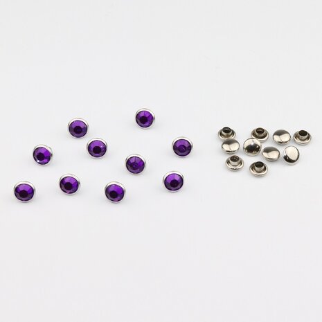 Studs met Strass (Acryl) - Purple 7 mm (SS29)