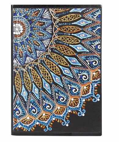Diamond Painting Notitieboekje - Mandala blauw-geel