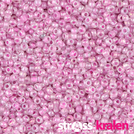 Rocailles kralen (2 mm) Transparant met Fuchsia kern