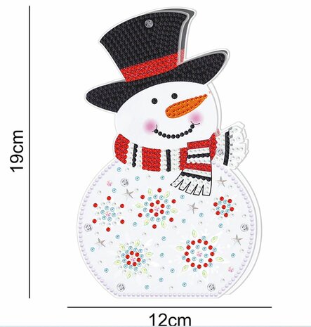Diamond Painting Kersttafereeltje met verlichting - Sneeuwpop met afmetingen