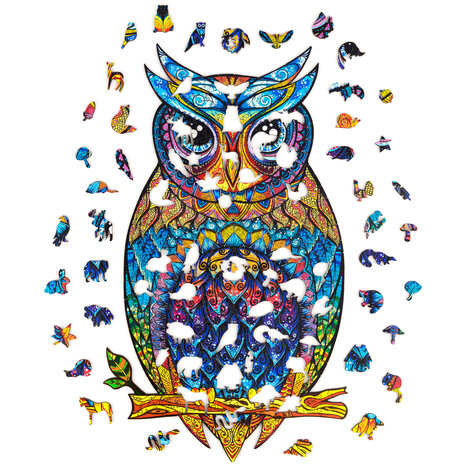 Puzzel Charming Owl / Charmante Uil King Size met stukjes in vormen van dieren