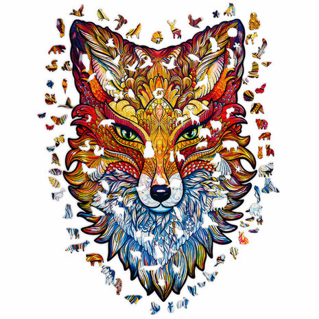 Puzzel Fiery Fox / Vurige Vos Royal Size met stukjes in vormen van dieren