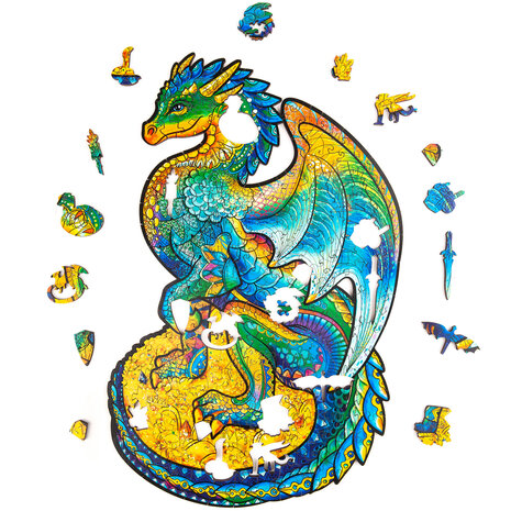 Puzzel Guarding Dragon / Bewakingsdraak Medium met stukjes in vormen van dieren