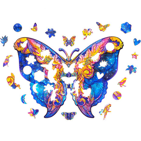 Puzzel Intergalaxy Butterfly / Intergalactische Vlinder Small met stukjes in vormen van dieren