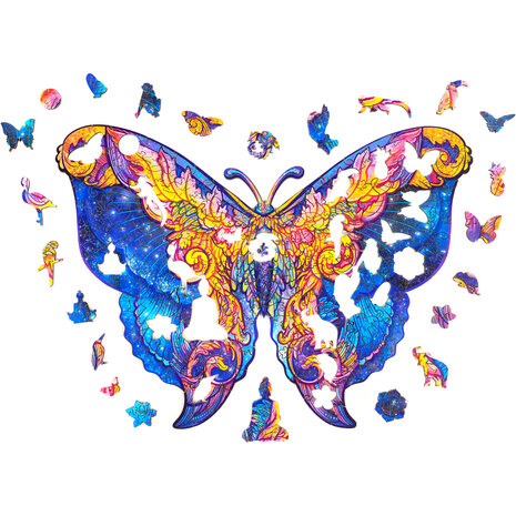 Puzzel Intergalaxy Butterfly / Intergalactische Vlinder Medium met stukjes in vormen van dieren
