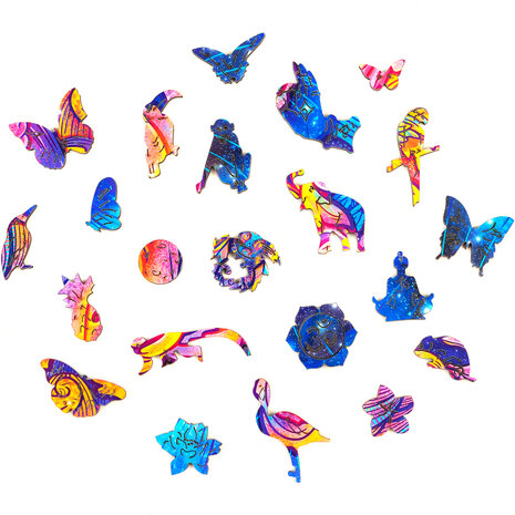 Puzzel Intergalaxy Butterfly / Intergalactische Vlinder Medium stukjes in vormen van dieren