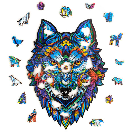 Puzzel Majestic Wolf / Majestueuze Wolf Small met stukjes in vormen van dieren