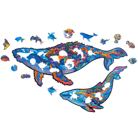 Puzzel Milky Whales / Walvissen Small met stukjes in vormen van dieren