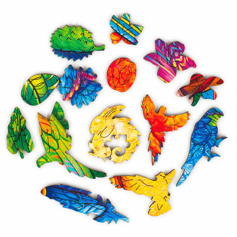 Puzzel Playful Parrots / Speelse Papegaaien Medium stukjes in vormen van dieren