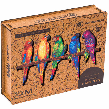 Puzzel Playful Parrots / Speelse Papegaaien Medium met verpakkingsdoos