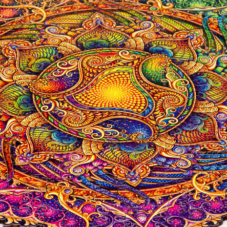 Puzzel Inexhausible Abundance Mandala / Onuitputtelijke Overvloed Mandala Medium close up van het midden van de mandala