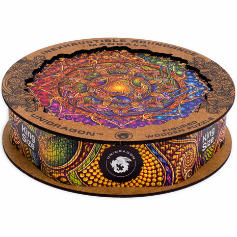 Puzzel Inexhausible Abundance Mandala / Onuitputtelijke Overvloed Mandala King Size met verpakkingsdoos zijkant