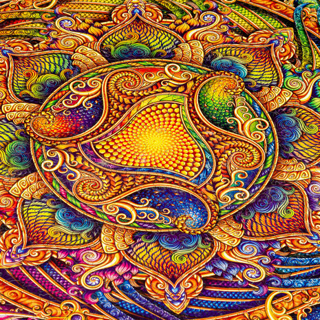 Puzzel Inexhausible Abundance Mandala / Onuitputtelijke Overvloed Mandala Royal Size close up van het midden van de mandala