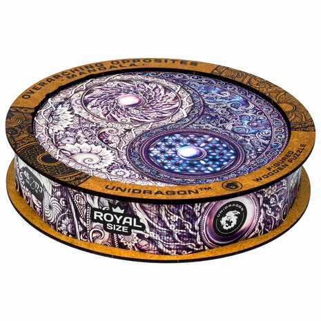 Puzzel Mandala Overarching Opposites / Mandala Overlappende Tegenstellingen Royal Size met verpakkingsdoos zijkant