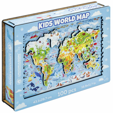 Puzzel Kids World Map / Kinderwereldkaart King Size met verpakkingsdoos