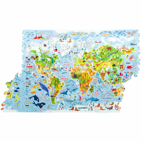 Puzzel Kids World Map / Kinderwereldkaart King Size een deel van de puzzel links