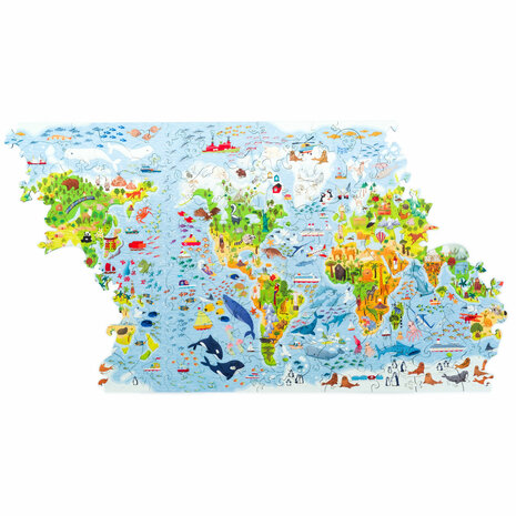 Puzzel Kids World Map / Kinderwereldkaart King Size een deel van de puzzel rechts