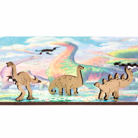 3D Puzzel Dino Diplodocus One Size met stukjes dino's voor puzzel ingezoomd