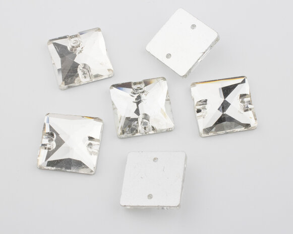 Naaistenen Vierkant Kleur Crystal 14mm (platte achterkant) (9024)