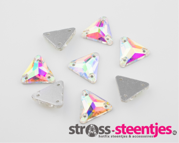 Naaistenen driehoek Kleur Crystal AB 12mm (9303) met logo