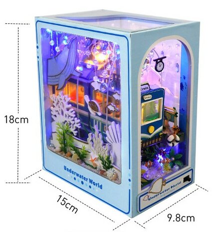 Book Nook - mini 3D wereld - Underwater World afmetingen