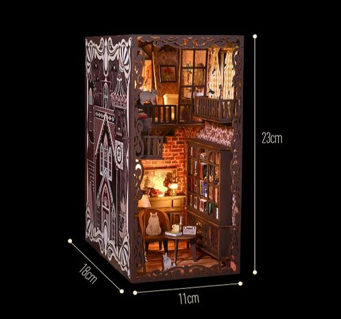 Book Nook - mini 3D wereld - NO.9 Secret Castle afmetingen