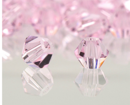 Facet kralen glas rondelle (konisch) 4 mm - Light Rose (per 144 stuks)