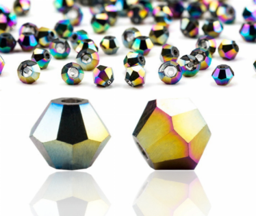 Facet kralen glas rondelle (konisch) 4 mm - Metallic Mixed Colors (per 144 stuks)